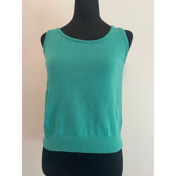 Vintage Jss women’s knit ware suit blazer & tank petite S green / white striped - Picture 2 of 16